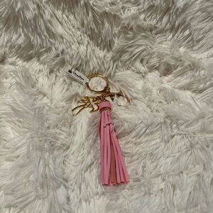 Cute soft pink leather key chain